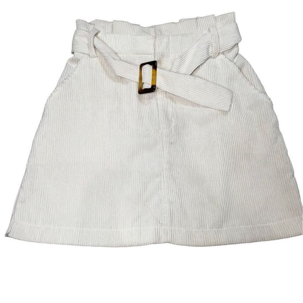 Goodnight Macaroon Small White Corduroy Skirt